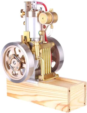Metal Engine Model Kit That Works, Vertical Hit and Miss Engine IC Engine Model with Hand-Pulled Starter, Physics Science Experiment Desktop Collection Gift for Youth Adult