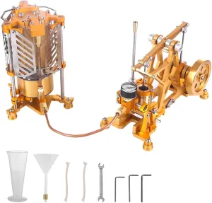 Metal Steam Engine Kit That Works, Retro Boiler Steam Engine Watt Steam Engine with Boiler Generator, Science Educational Toys Gift for Adults