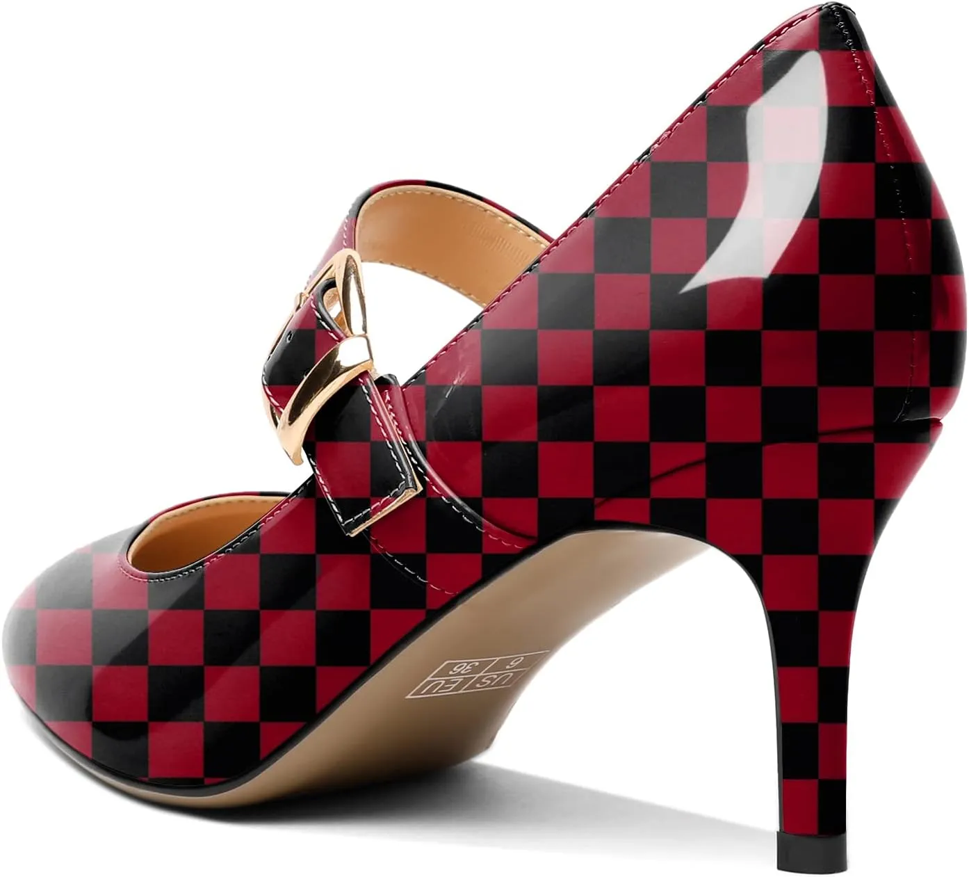Mettesally Women's Pointed Toe Pumps Marry Janes Mid Heels Slip On Adjuatable Strap Kitten Heels Office Work Dress Shoes