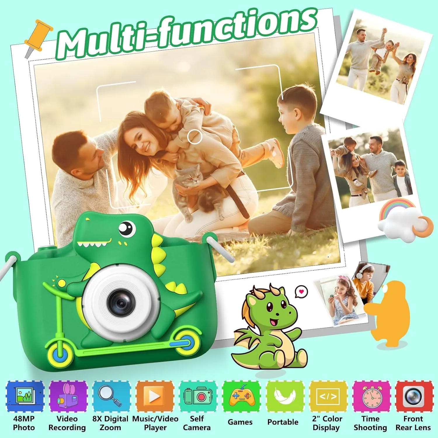 Mgaolo Kids Camera Toys for 3-12 Years Old Boys Girls Children,Portable Child Digital Video Camera with Silicone Cover, Christmas Birthday Gifts for Toddler Age 3 4 5 6 7 8 9 (Green)