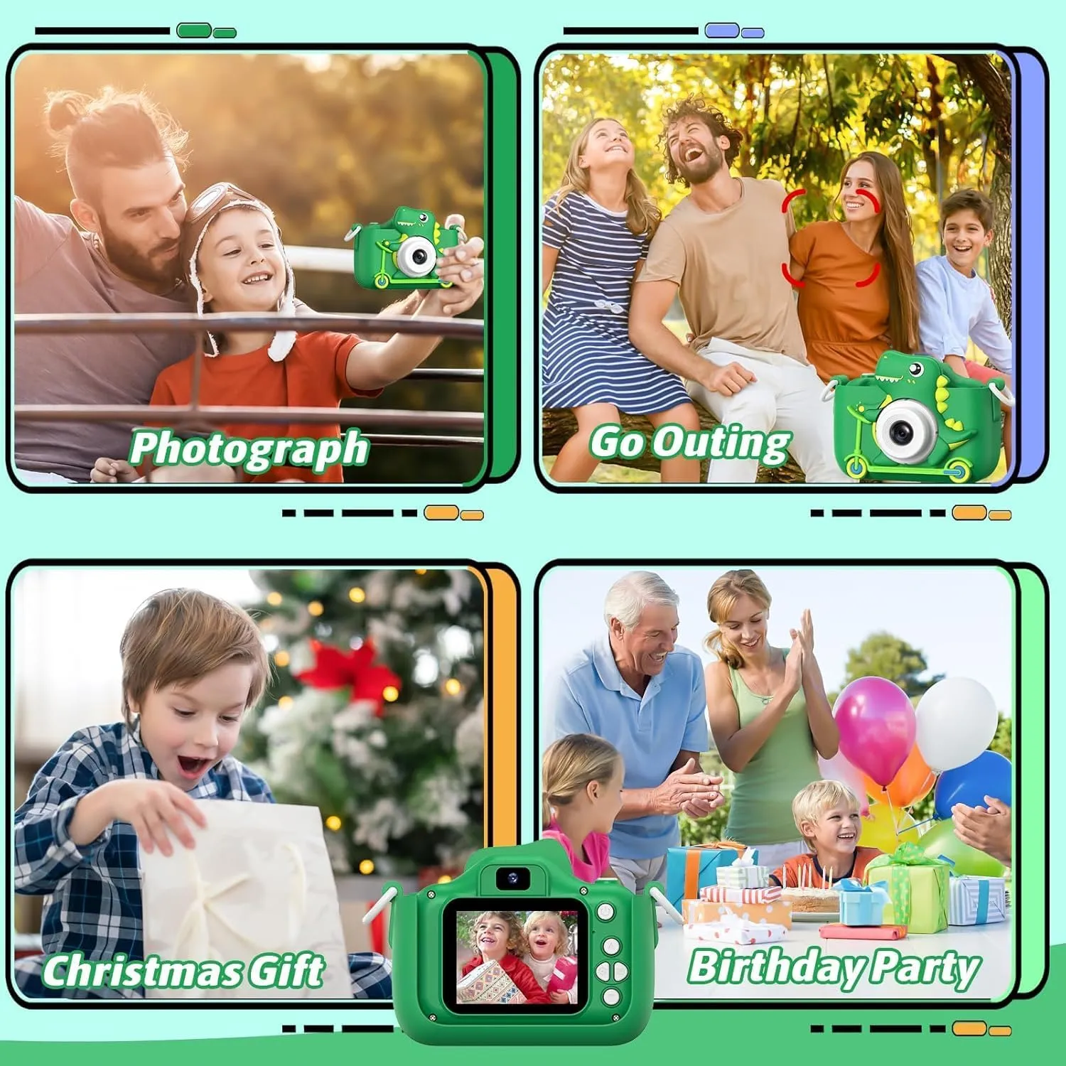 Mgaolo Kids Camera Toys for 3-12 Years Old Boys Girls Children,Portable Child Digital Video Camera with Silicone Cover, Christmas Birthday Gifts for Toddler Age 3 4 5 6 7 8 9 (Green)