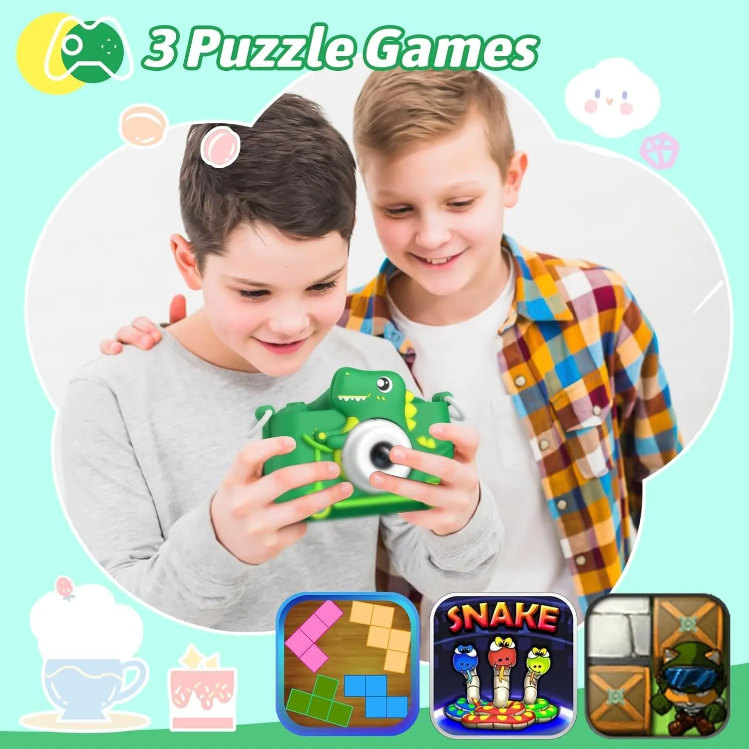 Mgaolo Kids Camera Toys for 3-12 Years Old Boys Girls Children,Portable Child Digital Video Camera with Silicone Cover, Christmas Birthday Gifts for Toddler Age 3 4 5 6 7 8 9 (Green)