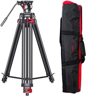 MILIBOO mtt602II-a Upgraded Camera Tripod Fluid Head Tripods for Camera, Max Working Height 76.4 inches, Max Load 22lbs, Max Tube Diameter 20mm, with Center Spreader, Extended QR Board, Aluminum