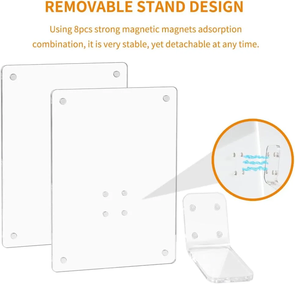 Mini Magnetic Picture Frames 2.36x3.54" with Removable Magnetic Stand, Acrylic Tabletop Photo Frames Compatible with Instax/Polaroid Camera for 2x3 Mini Film Pictures for Home/Office 2 Pack