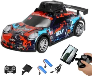 Mini RC Drift Car with HD Camera & LED Lights, 2.4G 4CH Remote Control Car Electric Racing Sports Cars for Adult Teens - RTR Version / 2 Battery