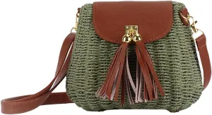 Mini Straw Shoulder Bag for Women Chic Woven Hobo Handbag with Tassel Rattan Clutch Purse Beach Party College Tote 2025