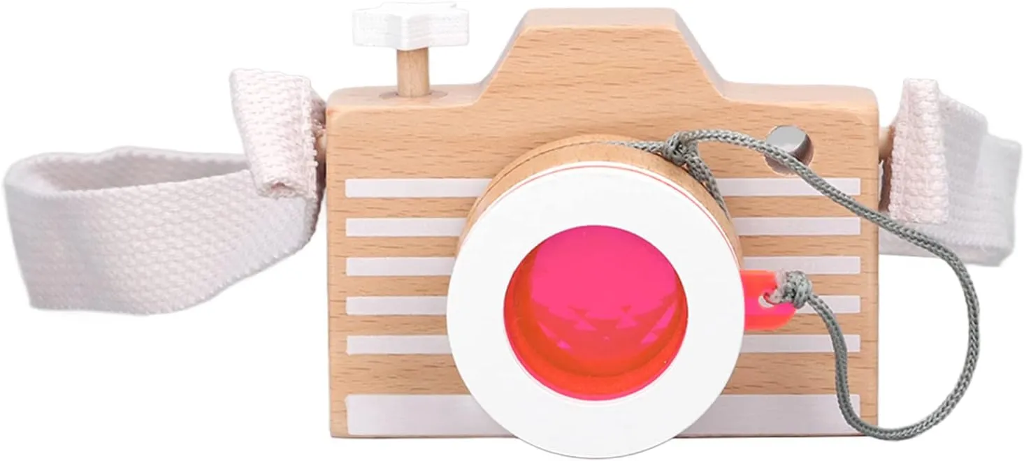 Mini Wooden Camera, Innovative Portable Linden Camera for Children from 3 Years Old, for Toys. Orange