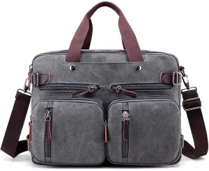 MINTEGRA Canvas Laptop Bag for Men Vintage Convertible Messenger Bag Fits 15.6 Inch Laptop