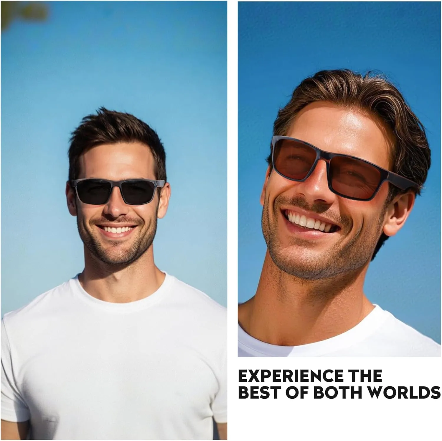 Missfive 2 Pack Mens Light Bifocal Sunglasses with Readers Built In, Non-Slip Comfort TR90/Rubber Straight Arms, UV400 Protection for Outdoor Sports/Driving/Beach, 1.25