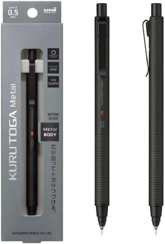 Mitsubishi Pencil Mechanical Pencil Metal 0.5mm Nocturne Black M5KH1P.24 With Original Stylus Ballpoint Touch Pen