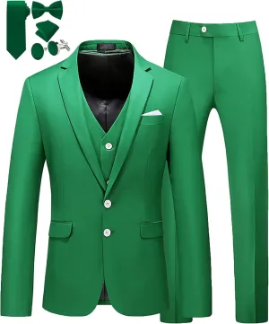 MOGU Mens 3 Piece Suit Slim Fit Pure Color Tuxedos for Wedding Prom