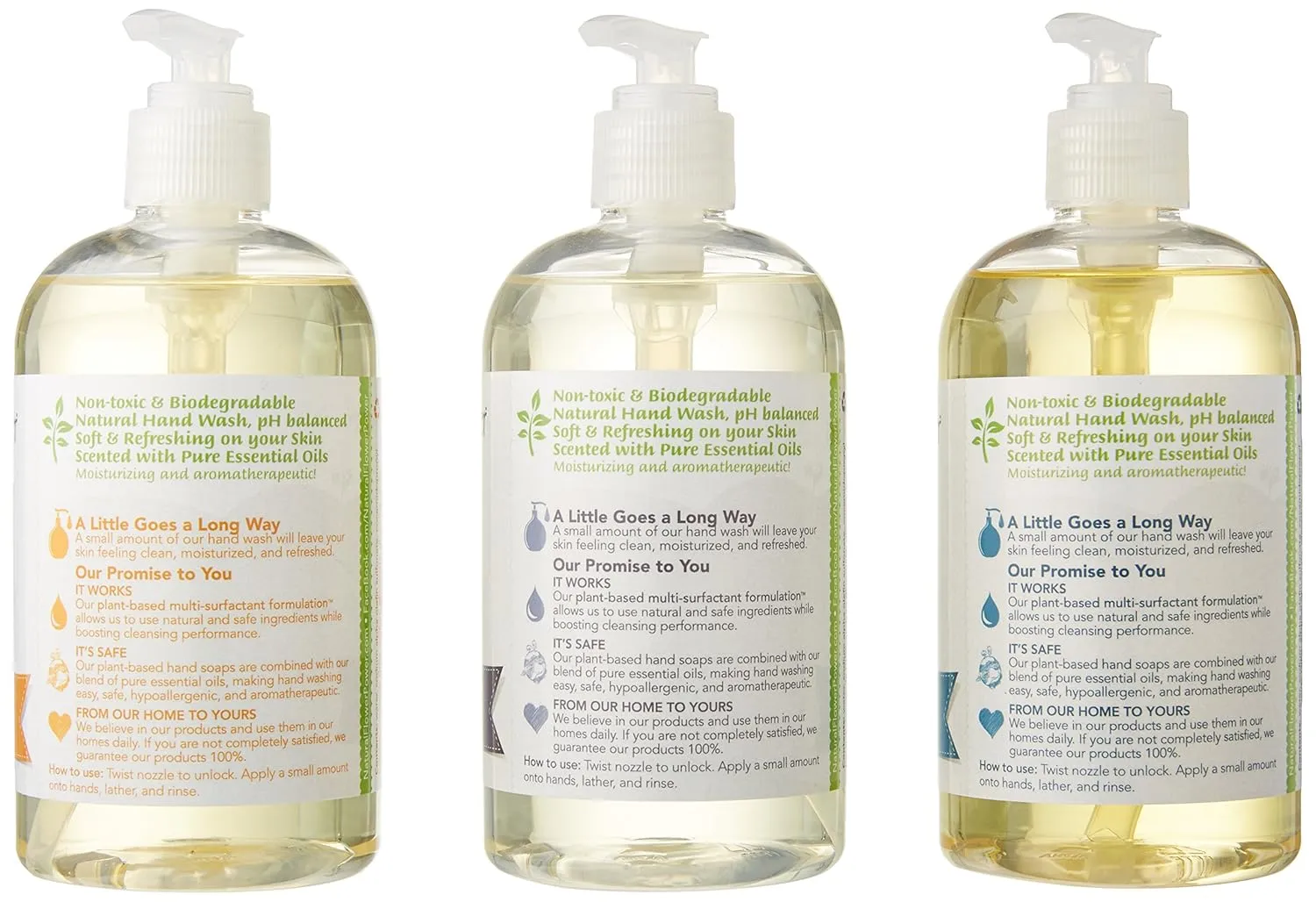 Moisturizing Liquid Hand Soap – Citrus & Spice, Lavender & Lemongrass – Plant-Based   Aloe Vera – Scented w/ Essential Oils – Natural Hand Wash – 12 Fl Oz Pump Bottles (Pack of 3)