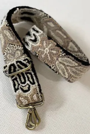 Monochromatic Black Embroidered Adjustable Bag/Camera Strap