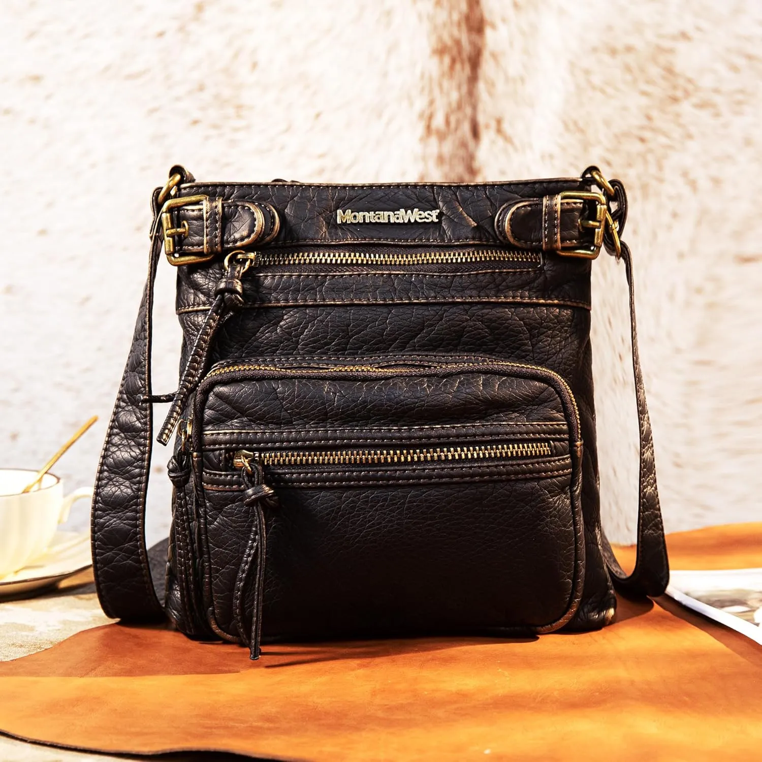 Montana West Crossbody Bag for Women Multi Pocket Shoulder Medium Travel Purses Ultra Soft Washed Leather
