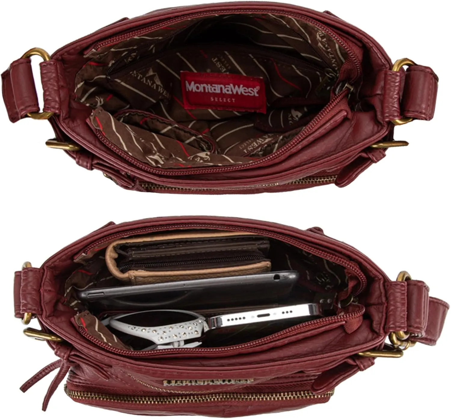 Montana West Crossbody Bag for Women Multi Pocket Shoulder Medium Travel Purses Ultra Soft Washed Leather