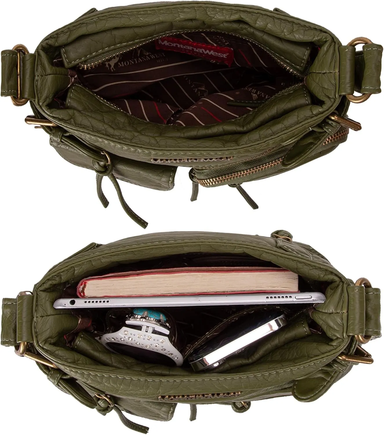 Montana West Crossbody Bag for Women Multi Pocket Shoulder Medium Travel Purses Ultra Soft Washed Leather