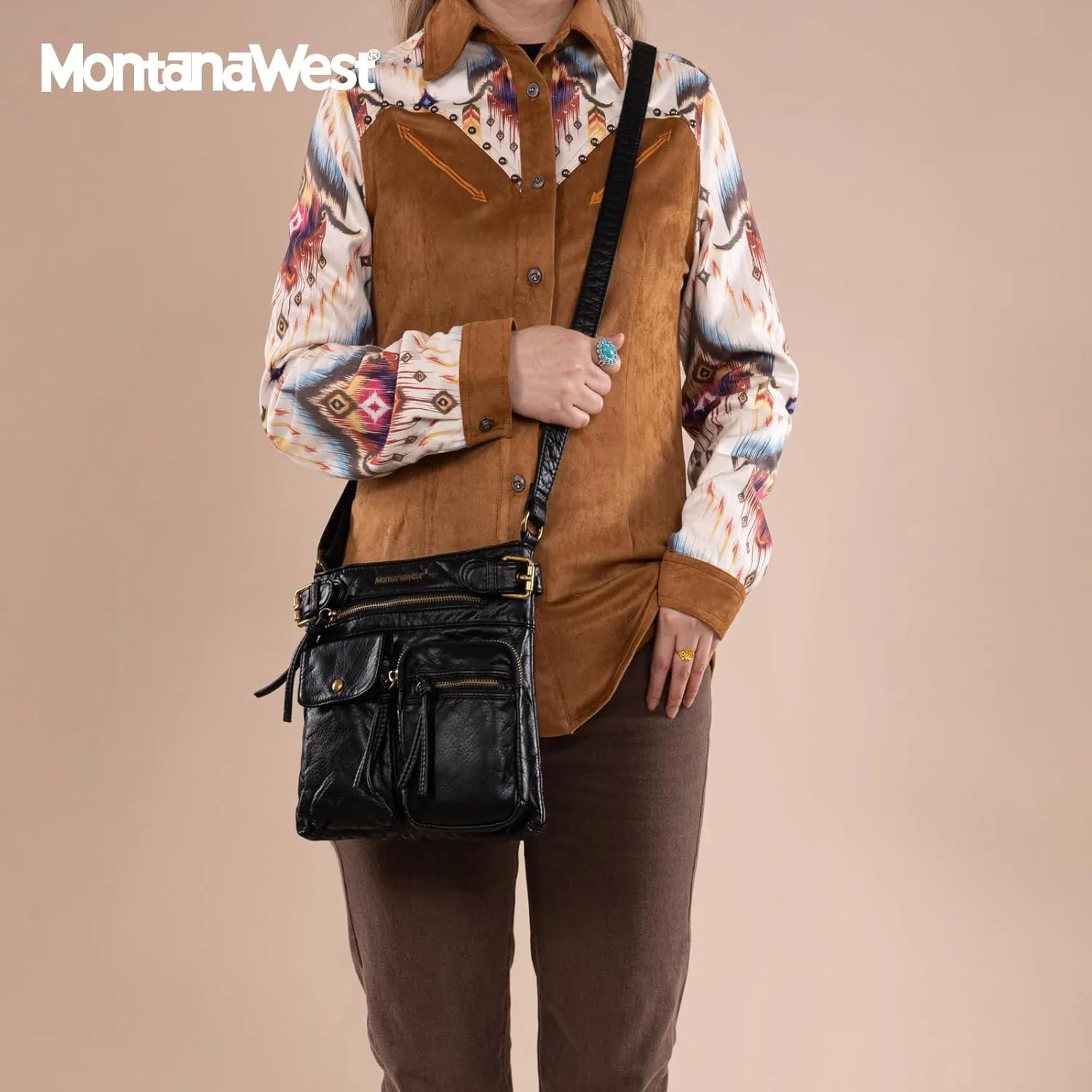 Montana West Crossbody Bag for Women Multi Pocket Shoulder Medium Travel Purses Ultra Soft Washed Leather