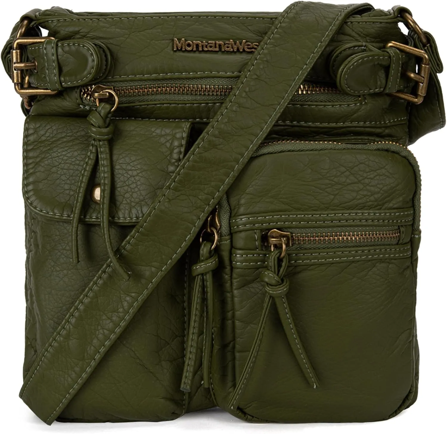 Montana West Crossbody Bag for Women Multi Pocket Shoulder Medium Travel Purses Ultra Soft Washed Leather