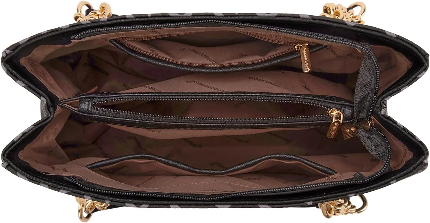 Montana West MEDIUM Tote Bag for Women Quilted Chain Handbags Shoulder Purse