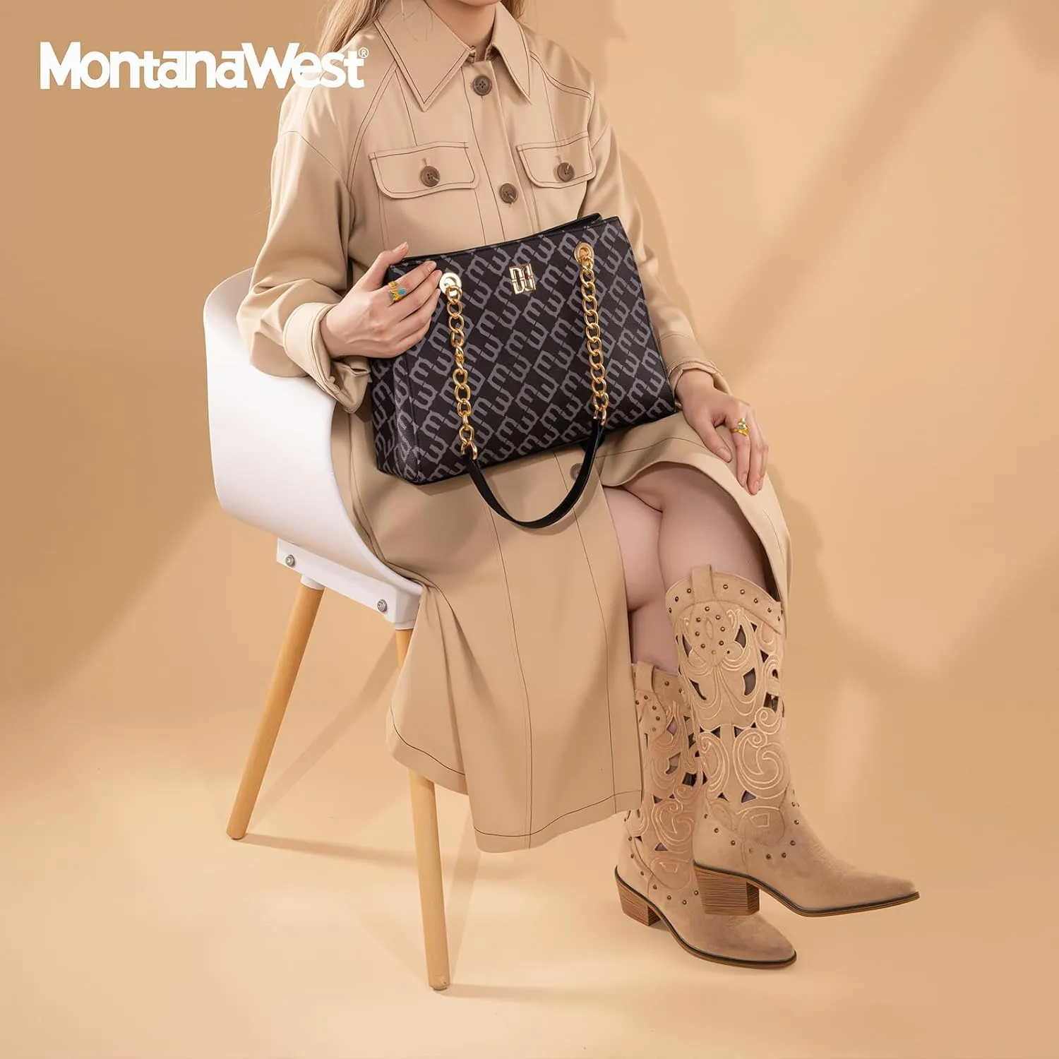 Montana West MEDIUM Tote Bag for Women Quilted Chain Handbags Shoulder Purse