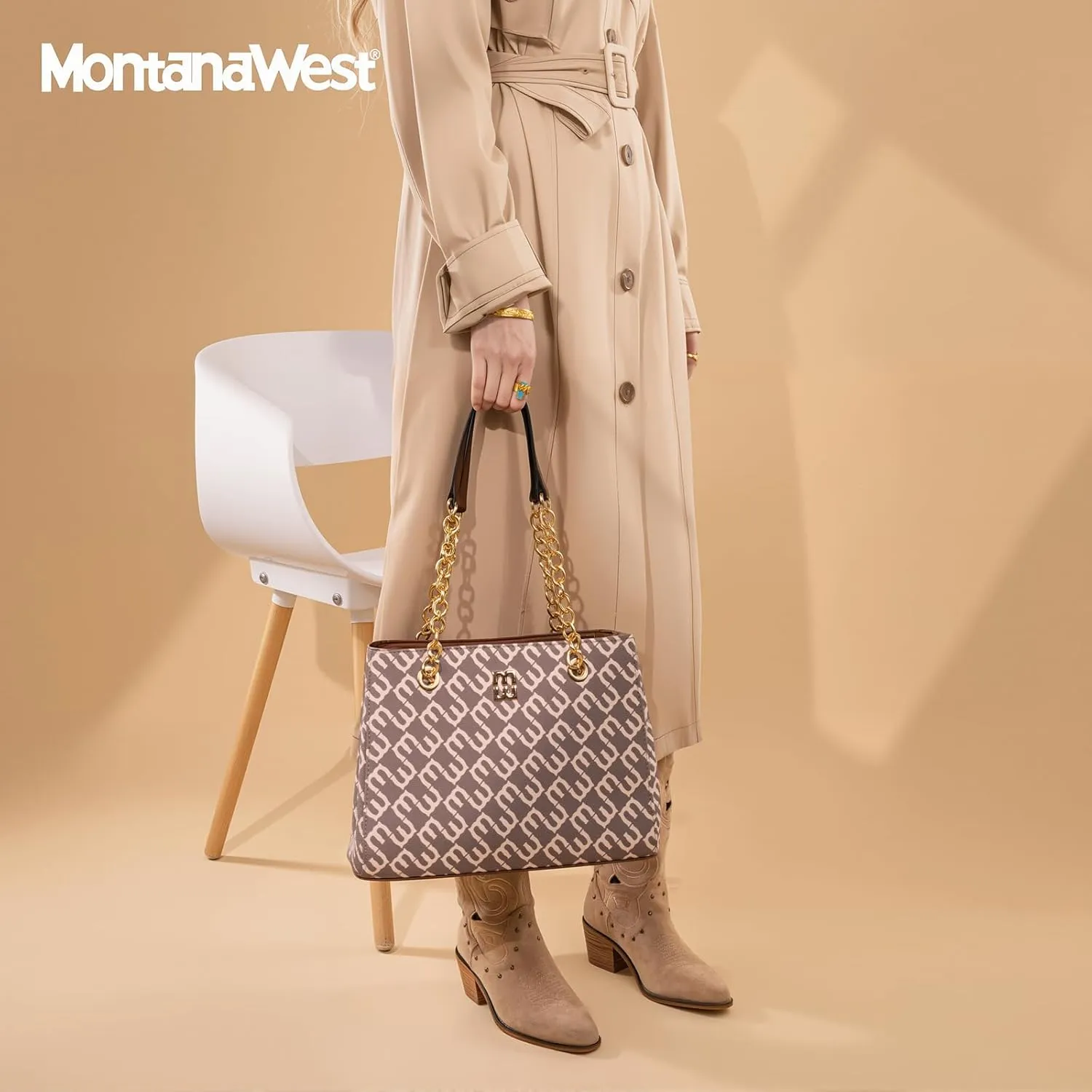 Montana West MEDIUM Tote Bag for Women Quilted Chain Handbags Shoulder Purse