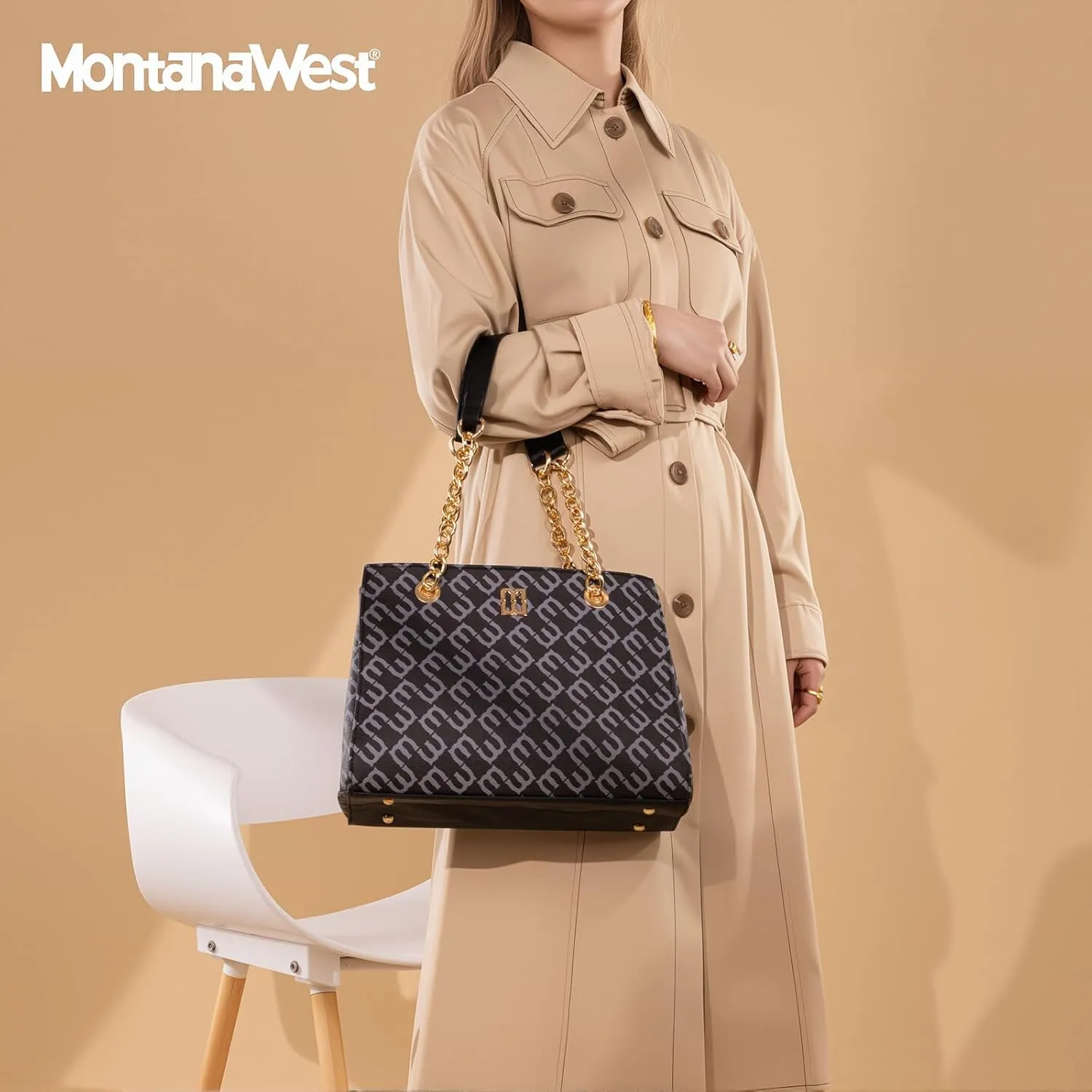 Montana West MEDIUM Tote Bag for Women Quilted Chain Handbags Shoulder Purse