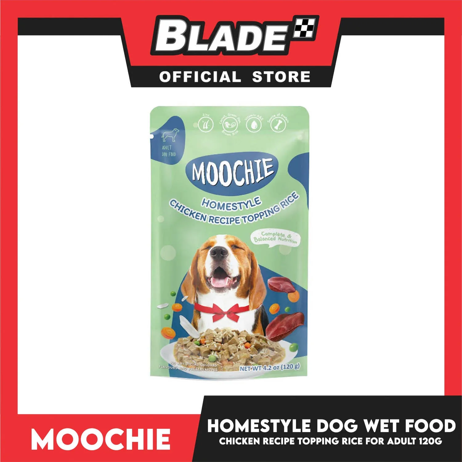 Moochie Homestyle Chicken recipe Topping Rice Adult Dog Wet Food 120g
