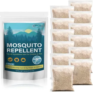 Mosquito Repellent Indoor Outdoor Patio, 12 Pack Natural Mosquito Repellant Pouches - Child & Pets Safe Mosquitoes Repellent for Yard Outside, Keep Mosquitoes Away from Camping Fishing