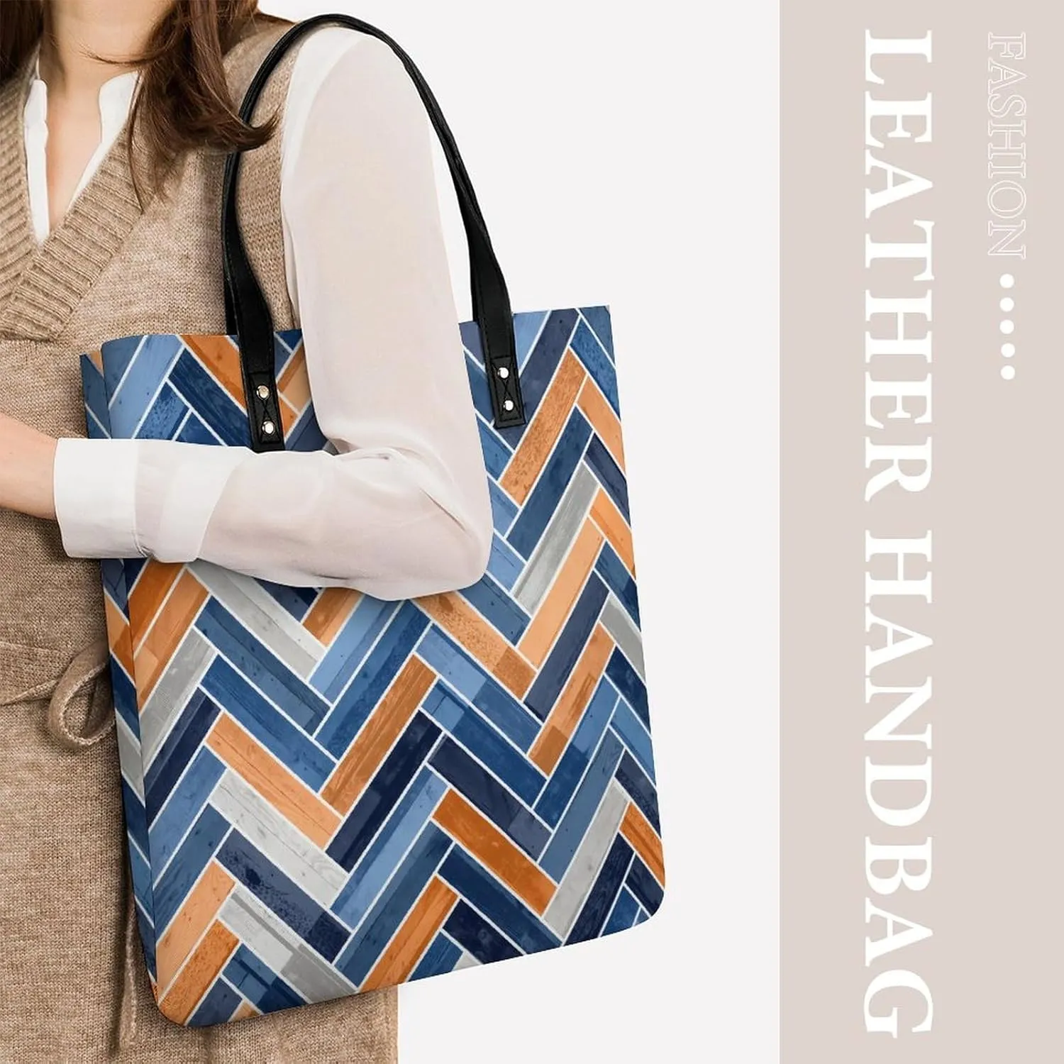 Mother Pearl Tiles Leather Tote Bag Is Sturdy Durable And Reusable Suitable for Various Occasions