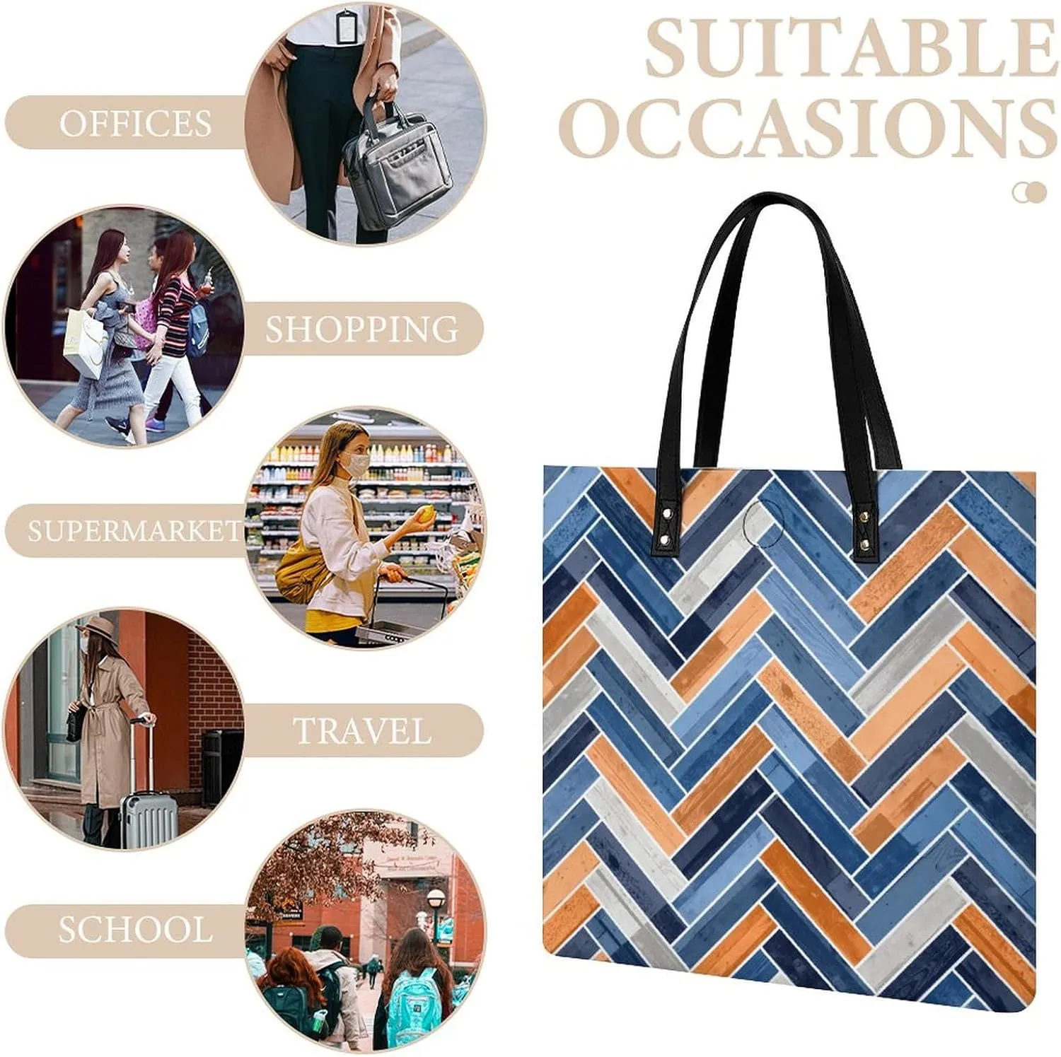 Mother Pearl Tiles Leather Tote Bag Is Sturdy Durable And Reusable Suitable for Various Occasions