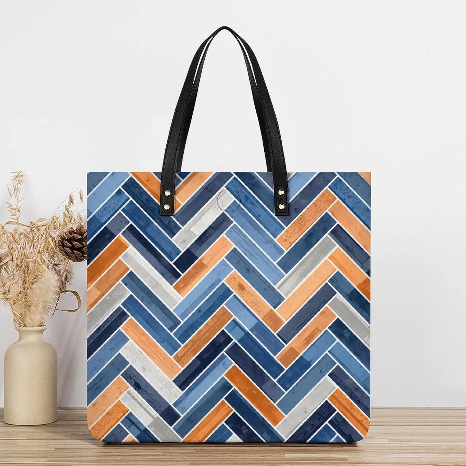 Mother Pearl Tiles Leather Tote Bag Is Sturdy Durable And Reusable Suitable for Various Occasions