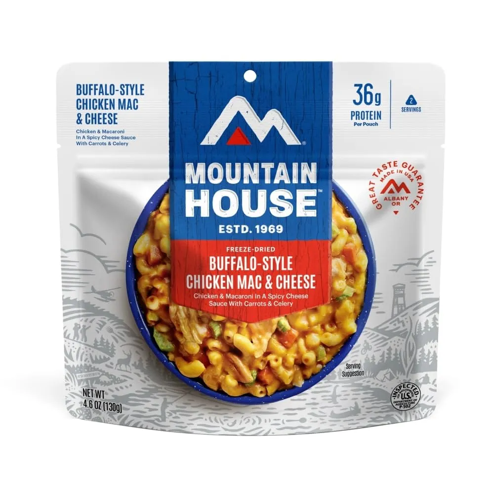 Mountain House Buffalo-Style Chicken Mac & Cheese | Freeze Dried Backpacking & Camping Food | 6-Pack
