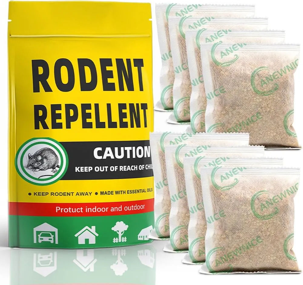 Mouse Repellent Pouches, Mice Repellent Indoor, Rodent Repellent Mouse Deterrent for Car Engines, Extra-Strength Peppermint to Repel Mice and Rats, Keep Mice Out of Camper/RV-8Pack