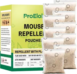 Mouse Repellent Pouches with Peppermint Oil: Natural Rodent Repellent Indoor to Get Rid of Rats, Mice, Squirrels - Safe for Pets and Kids, Rat Repellents for House, Car, and Outdoor Use