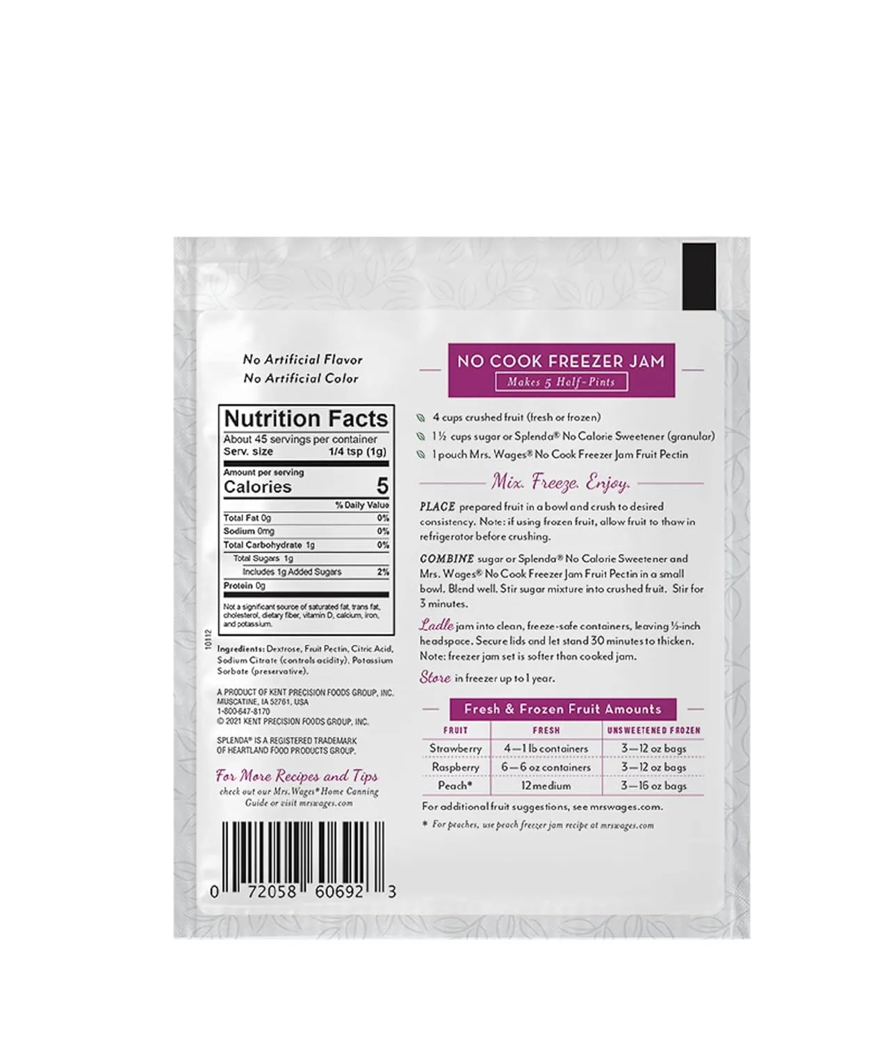 Mrs. Wages No Cook Freezer Jam | Fruit Pectin | Easy-To-Use | Fast Results | Homemade Jelly, Jams, or Freezer Jams | 1.75 oz Packet (Value Pack of 12)