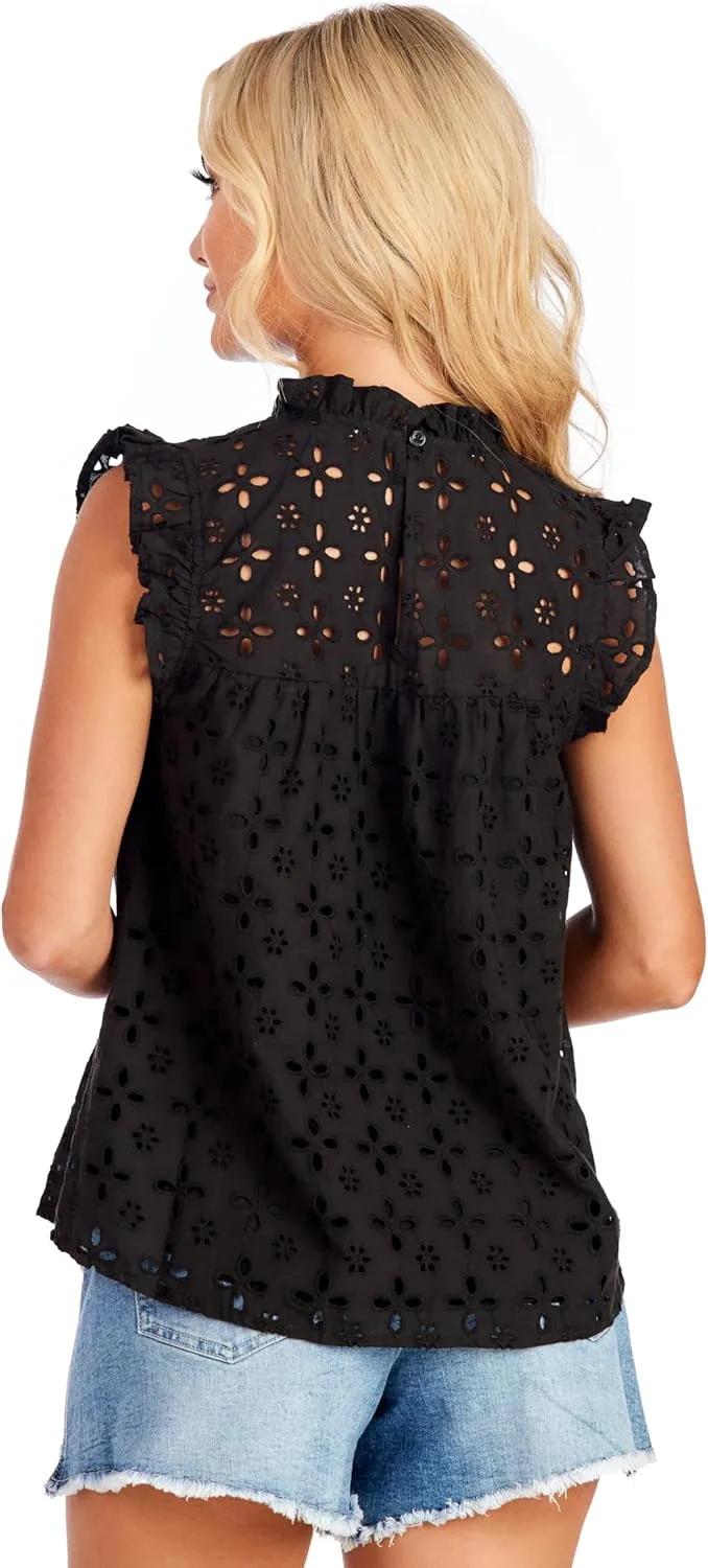 Mud Pie Women's Bianca Eyelet Tank