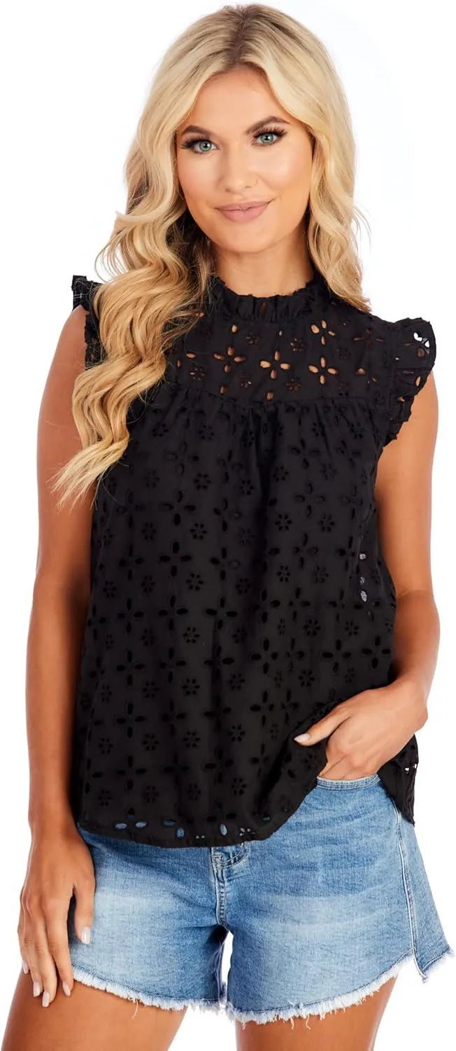 Mud Pie Women's Bianca Eyelet Tank
