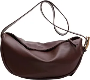 Mudono Crossbody Bag for Women Large Leather Shoulder Purse Casual Hobo Crossbody Handbag Lightweight Crescent Satchel