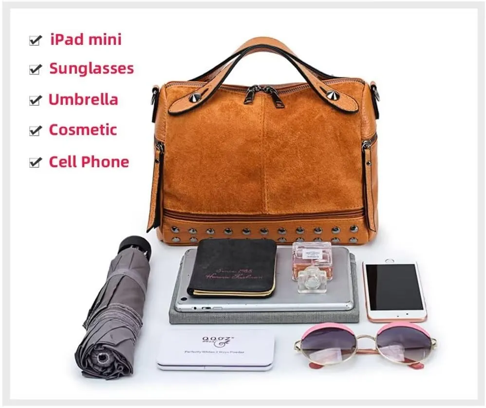 Mudono Shoulder Bag for Women Vintage PU Leather Tote Bag Casual Hobo Crossbody Purse Designer Ladies Top Handle Satchel