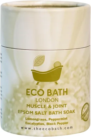 Muscle & Joint Epsom Salt Bath Soak – Made in UK | Magnesium Bath Salts with Lemongrass, Peppermint, Eucalyptus & Black Pepper Oils | Recovery & Muscle Relief Soak - 0.55 LB (250 g)