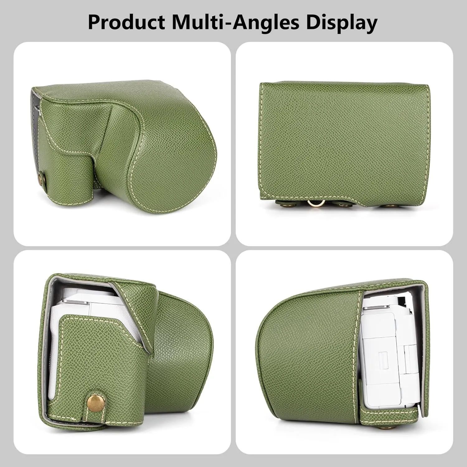 MUZIRI KINOKOO Camera Case for Sony ZV-E10 II, PU Leather Protective Case for Sony Alpha ZV-E10 II/ZVE10 II Camera with 16-50mm Lens - Removable Case with Shoulder Strap & Storage Pocket -Green