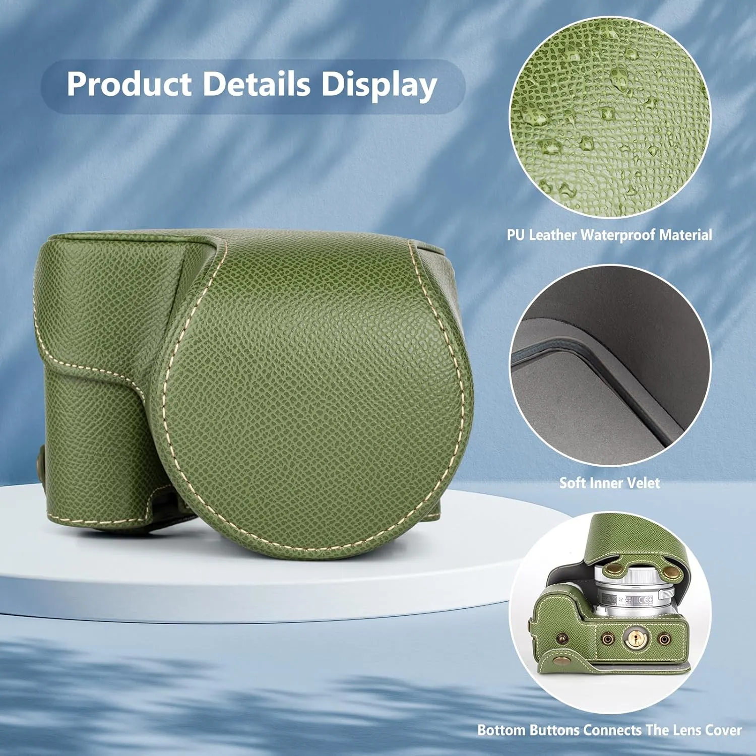 MUZIRI KINOKOO Camera Case for Sony ZV-E10 II, PU Leather Protective Case for Sony Alpha ZV-E10 II/ZVE10 II Camera with 16-50mm Lens - Removable Case with Shoulder Strap & Storage Pocket -Green