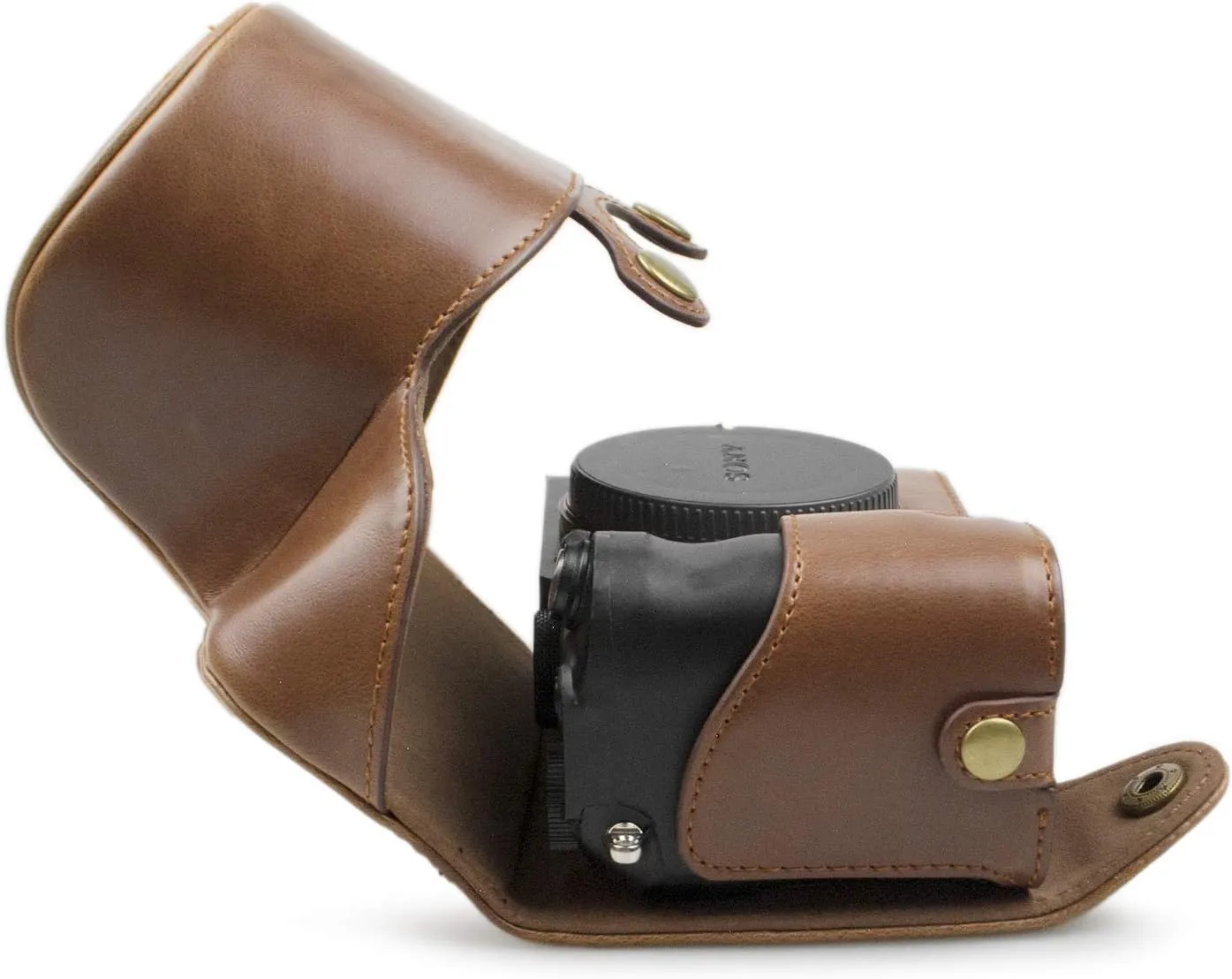 MUZIRI KINOKOO Protective Case Compatible for Sony A7C Alpha 7C and 28-60mm Lens Camera Case with Shoulder Strap and Storage Bag-Brown