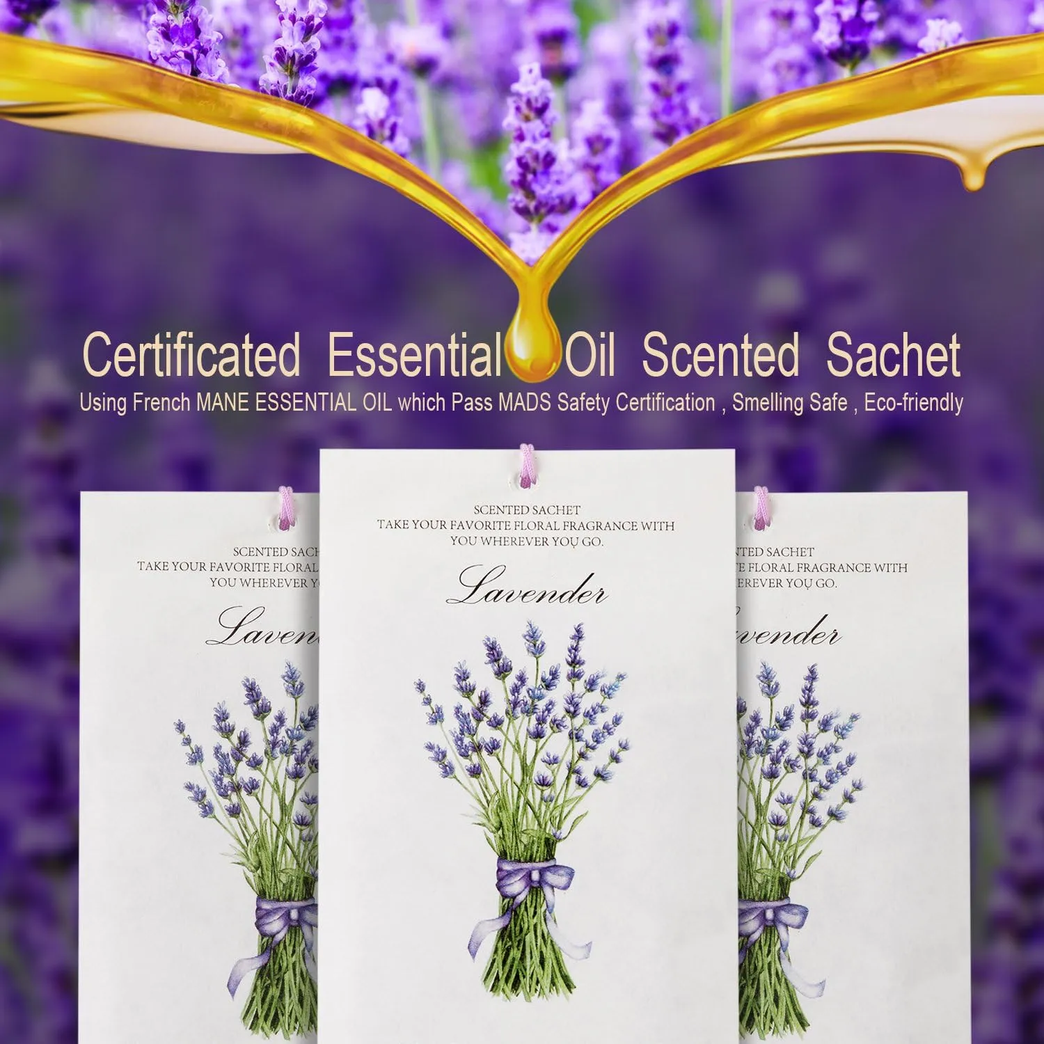 MYARO 12 Packs Lavender Scented Sachets Air Freshener for Drawer and Closet, Long-Lasting Sachets Bags Drawer deodorizers Fresh Scents, Home Fragrance for Lover
