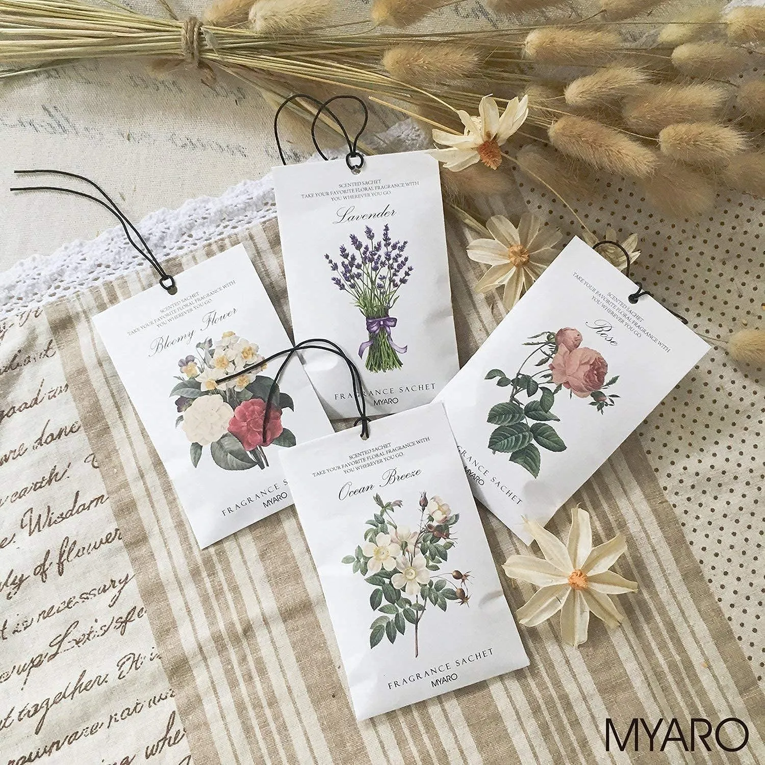 MYARO Ocean Potpourri Bags Sachets for Drawers and Closets Fresh Scents, 12 Packs Ocean Home Fragrance Sachet Air Closet Freshener