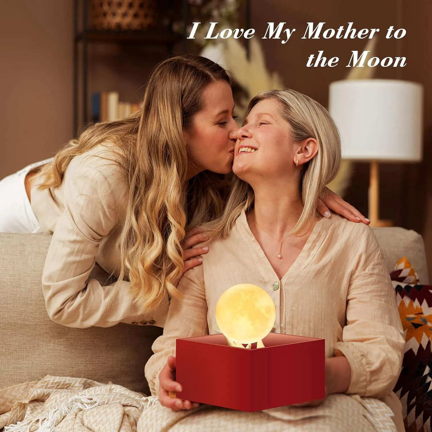 Mydethun Moon Lamp Moon Light Night Light for Kids Gift for Women USB Charging and Touch Control Brightness Warm and Cool White Lunar Lamp (3.5In Moon Light with Ceramic Hand Base)