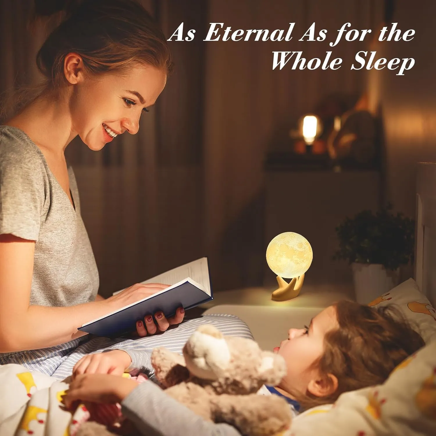 Mydethun Moon Lamp Moon Light Night Light for Kids Gift for Women USB Charging and Touch Control Brightness Warm and Cool White Lunar Lamp (3.5In Moon Light with Ceramic Hand Base)
