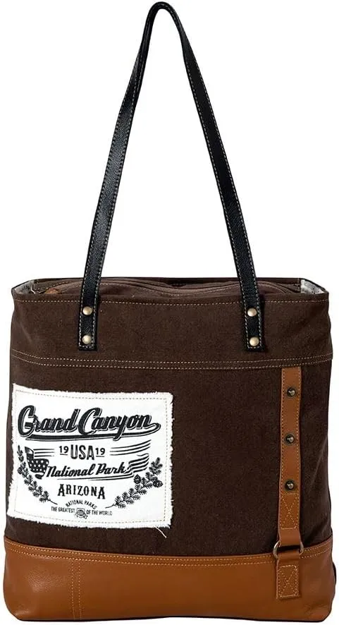 Myra Bag Tote Bag for Women - Western Upcycled Canvas & Leather Shoulder Bag - National Park