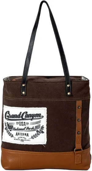 Myra Bag Tote Bag for Women - Western Upcycled Canvas & Leather Shoulder Bag - National Park