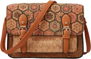 Natural CORK Vintage Crossbody Messenger Bag Satchel Purse Handbag Briefcase for Women